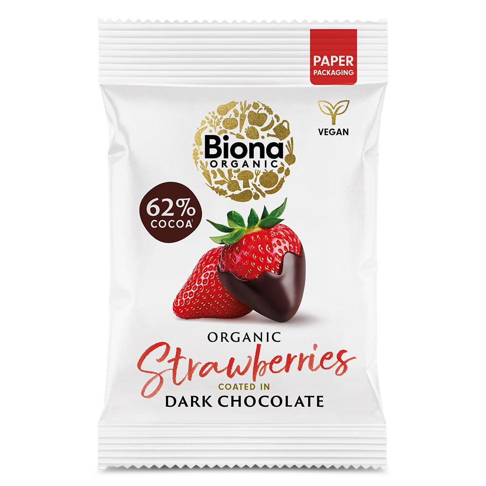 Biona Organic Dark Chocolate Strawberries 45g ONLINE ONLY CLICK & COLLECT