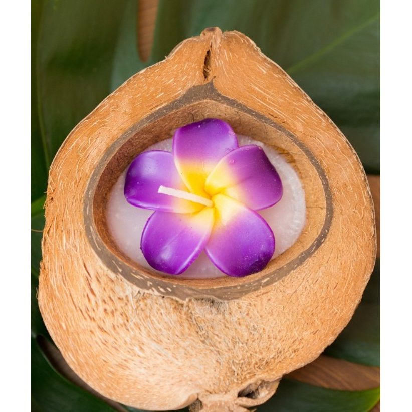 Flower Candle in Coconut Shell
