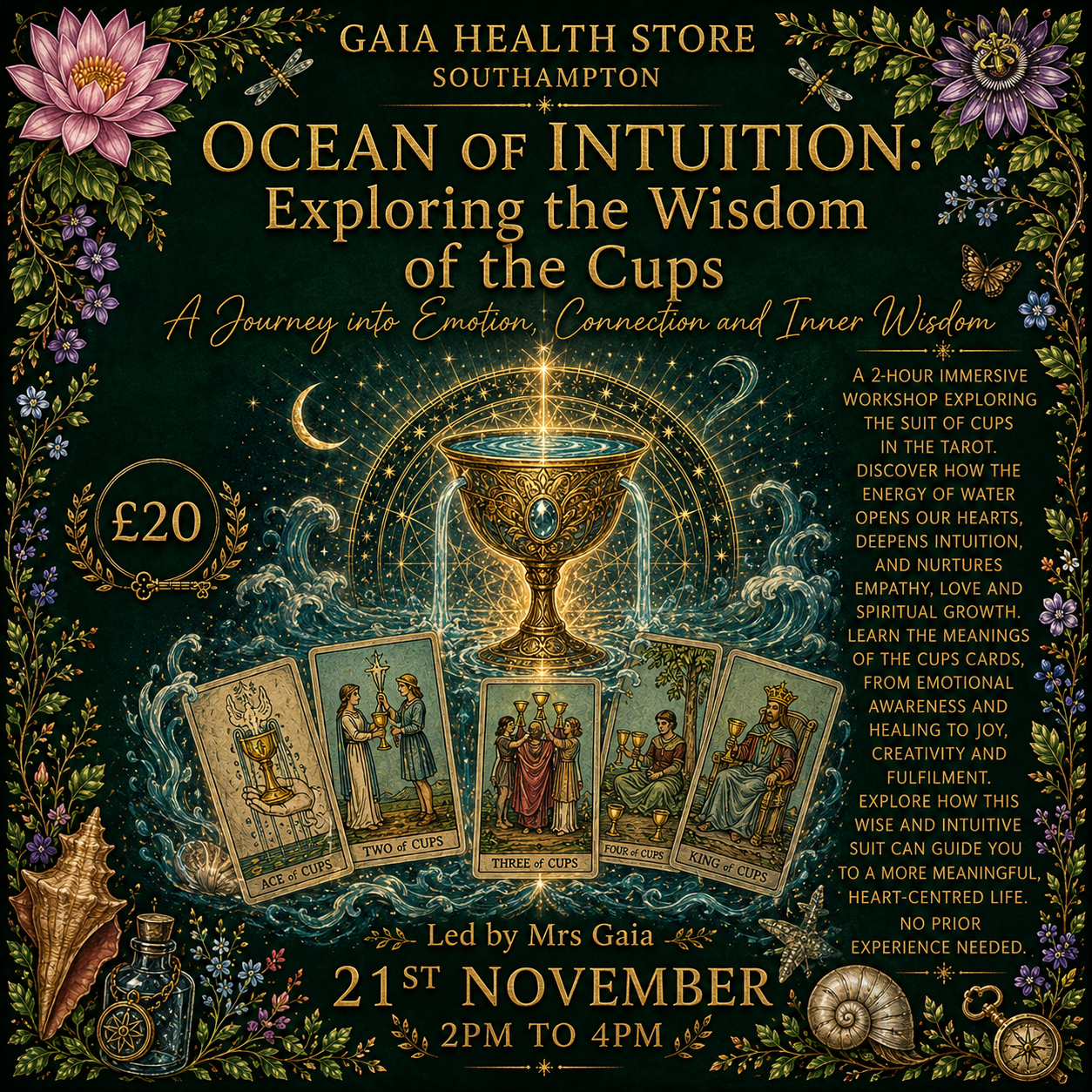 Ocean of Intuition: Exploring the Wisdom of the Cups - 21st November | 2pm to 4pm