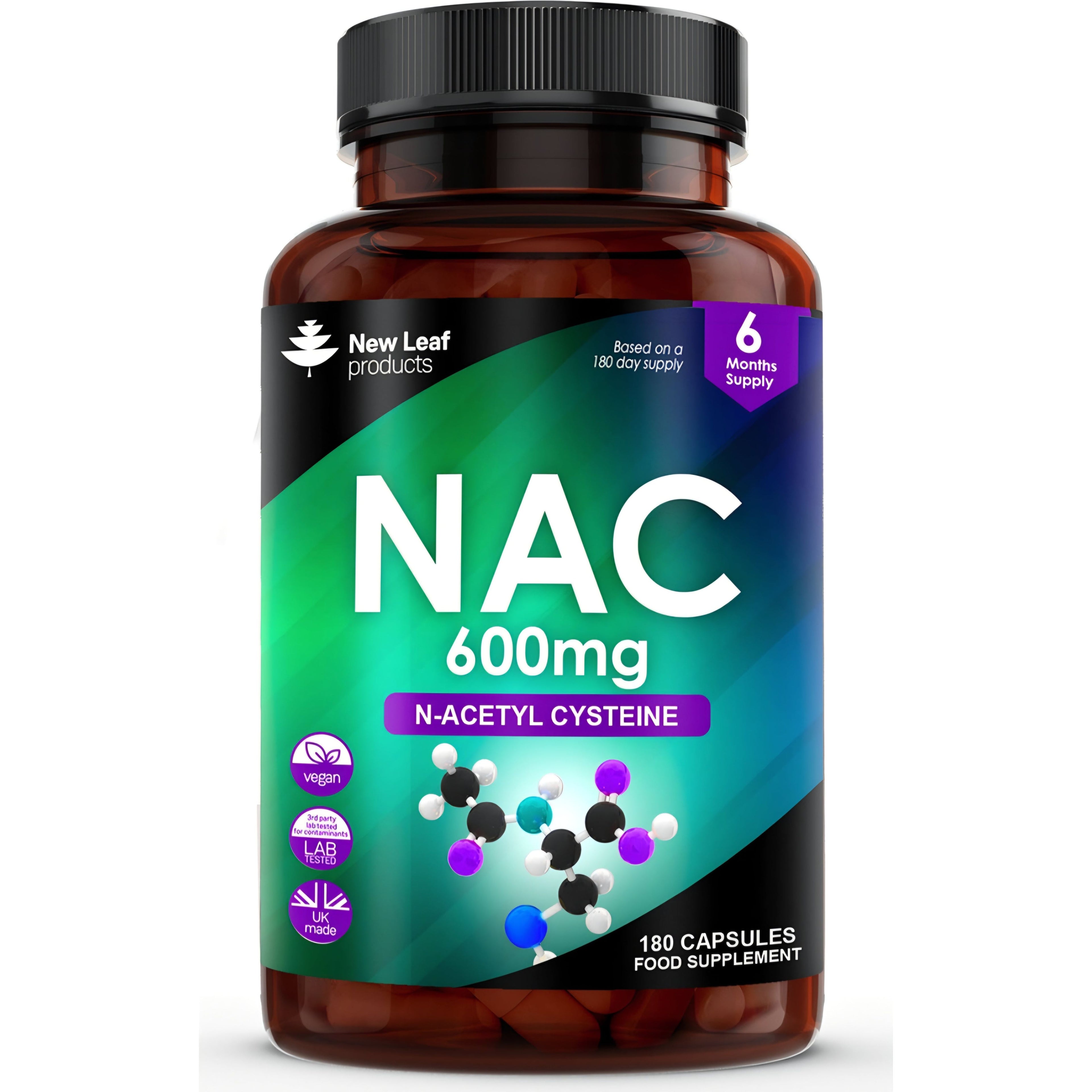 N-Acetyl-Cysteine 600mg Amino Acid Vegan 180 Capsules