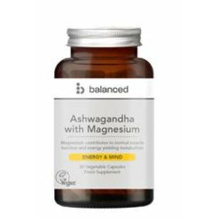 Ashwagandha with Magnesium 30 Veggie Caps - Reusable Bottle